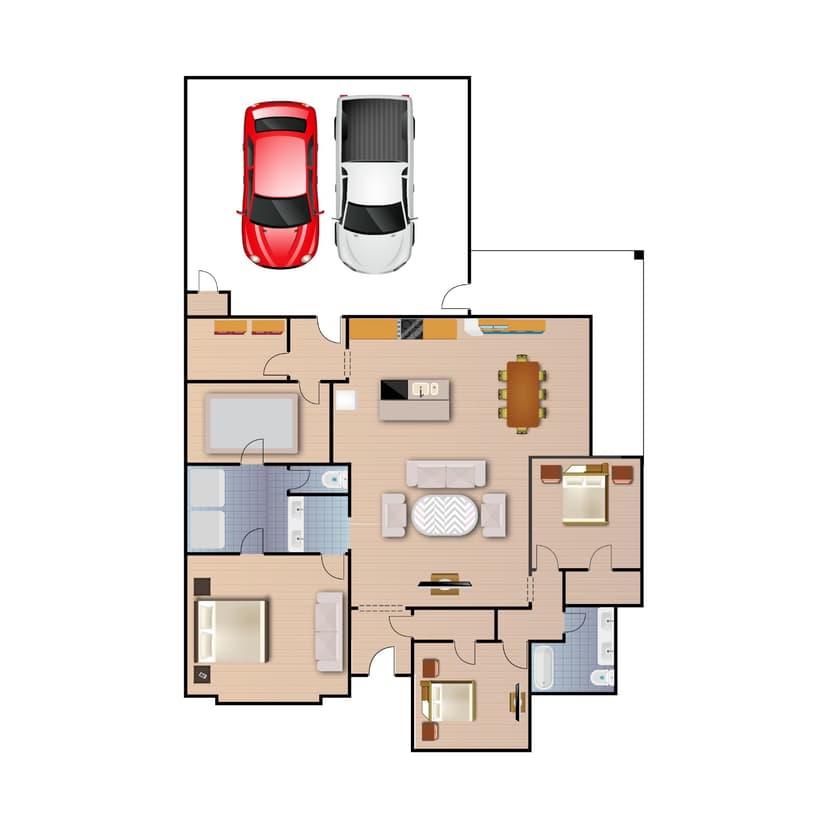 Luxury Split-Wing Floor Plan
