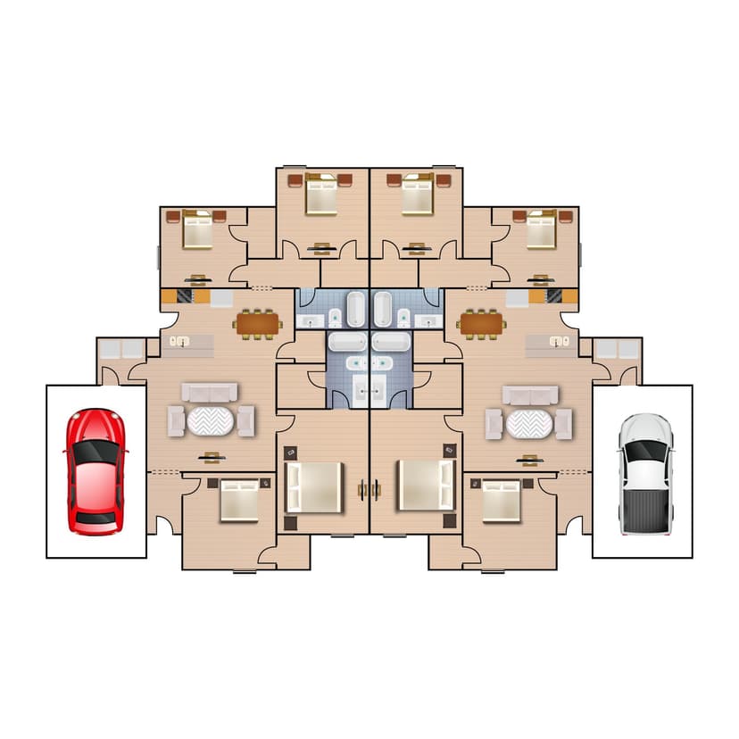 Symmetrical Duplex Living Plan